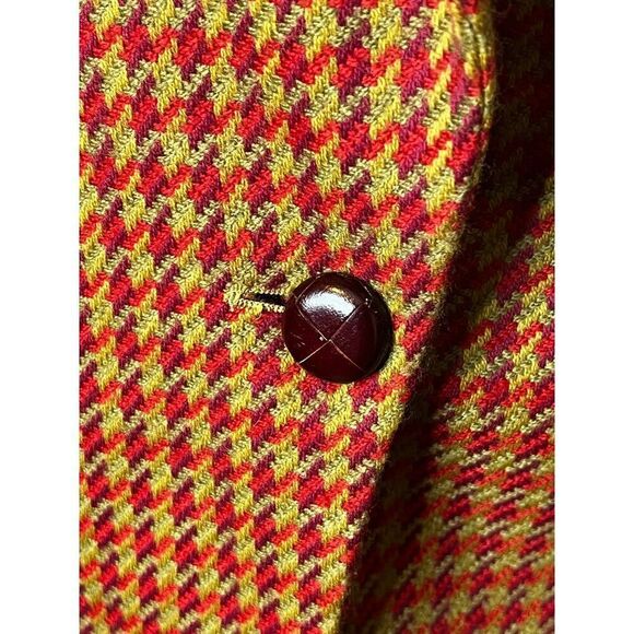 VTG Ellen Tracy Blazer 8 Houndstooth Wool Cashmere Strong Shoulder Peplum - Picture 4 of 6